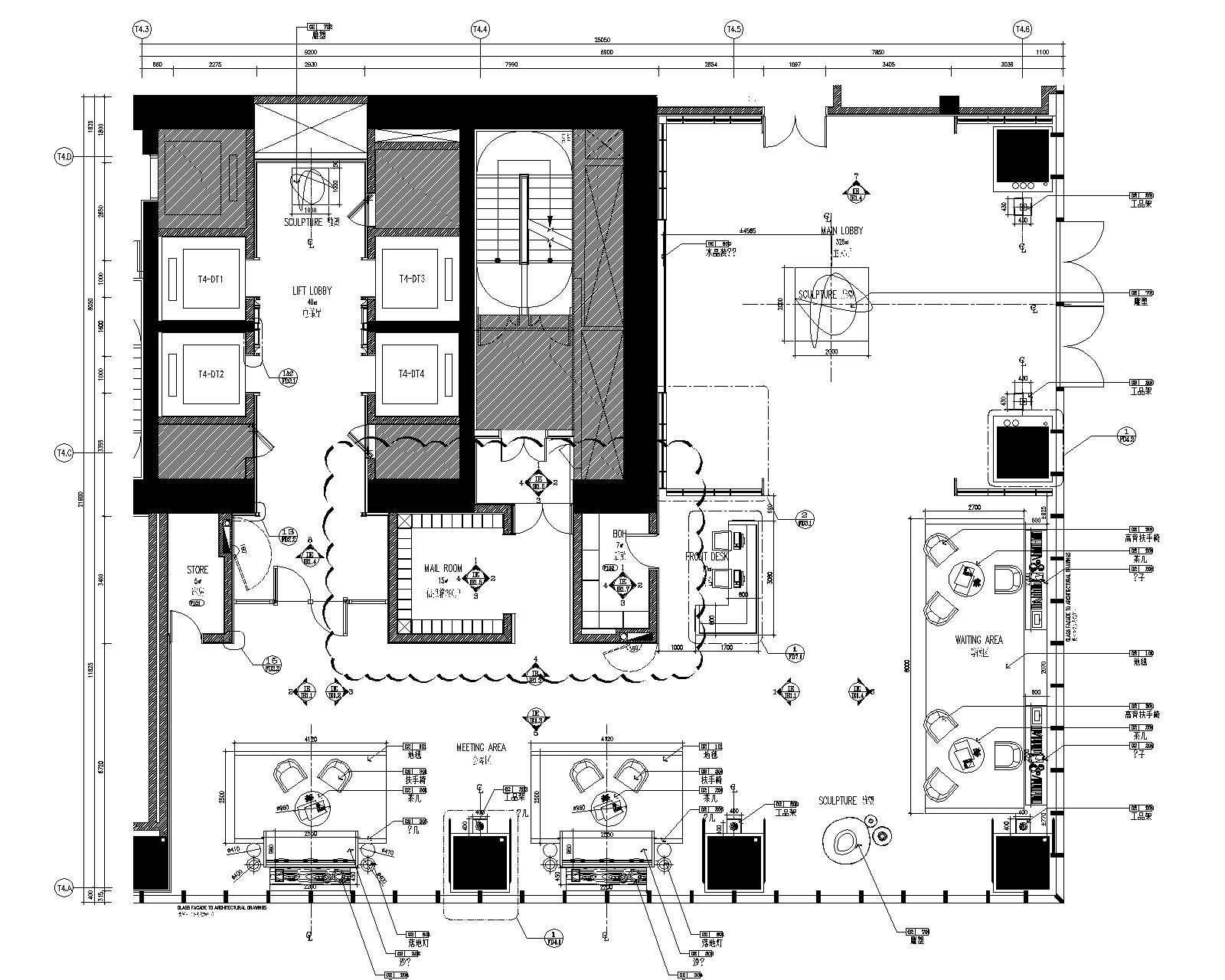 [SCDA&如恩]华润公寓样板间大堂+电梯间装修设计施工图cad施工图下载【ID:160068162】