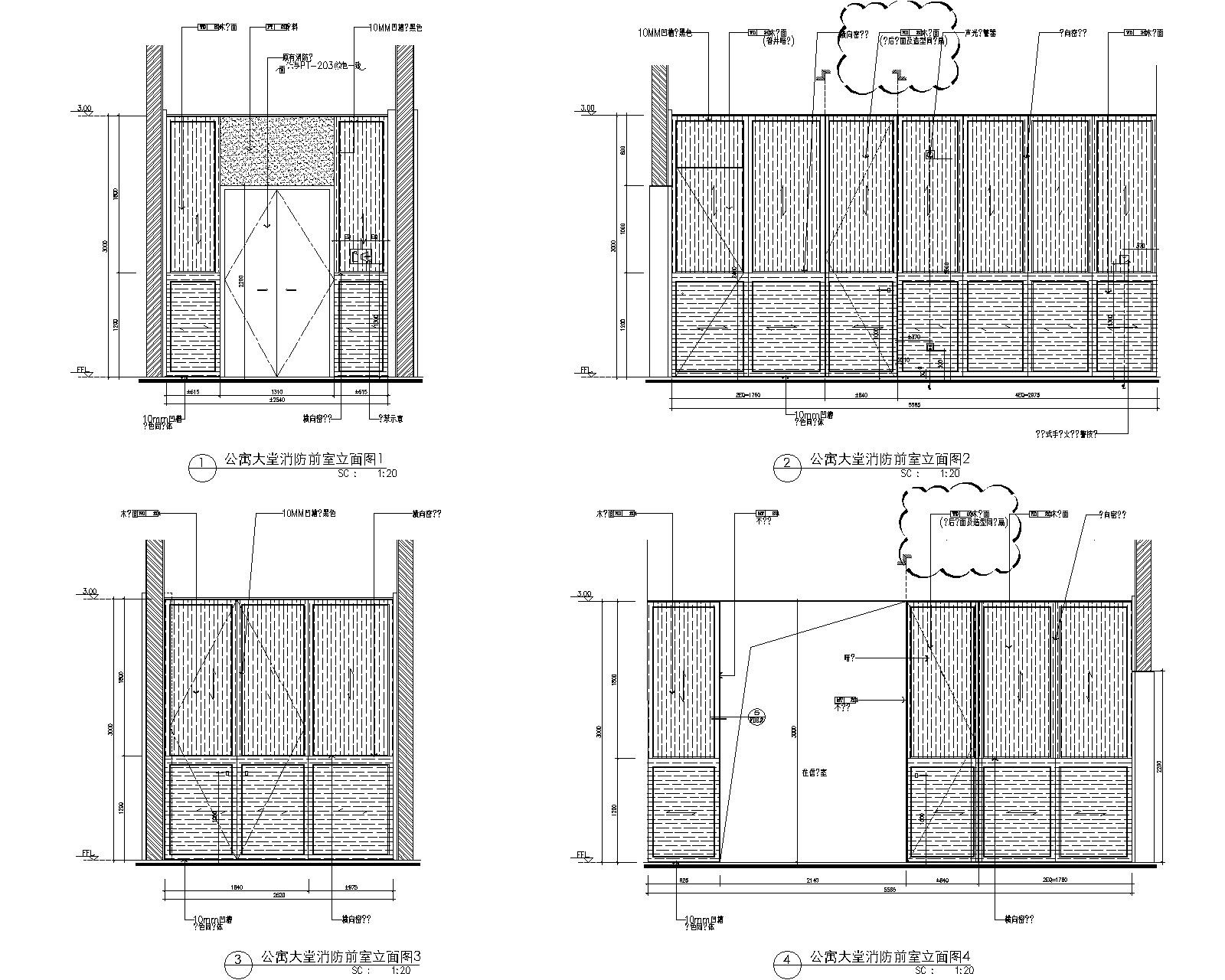 [SCDA&如恩]华润公寓样板间大堂+电梯间装修设计施工图cad施工图下载【ID:160068162】