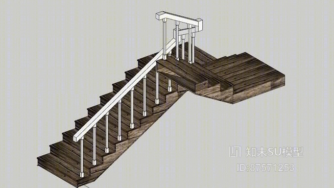 木艺楼梯SU模型下载【ID:319276980】
