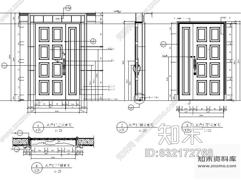 图块/节点别墅入户门详图cad施工图下载【ID:832172768】