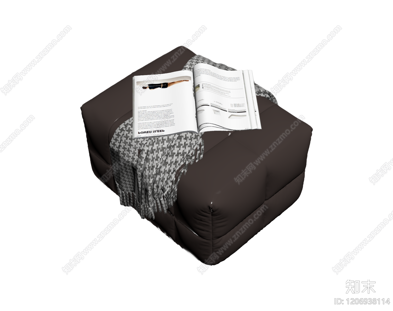 沙发凳带毯子和书3D模型下载【ID:1206938114】