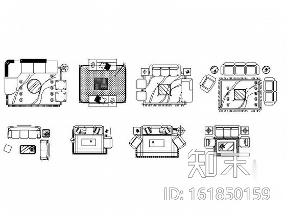 时尚沙发CAD图块下载cad施工图下载【ID:161850159】