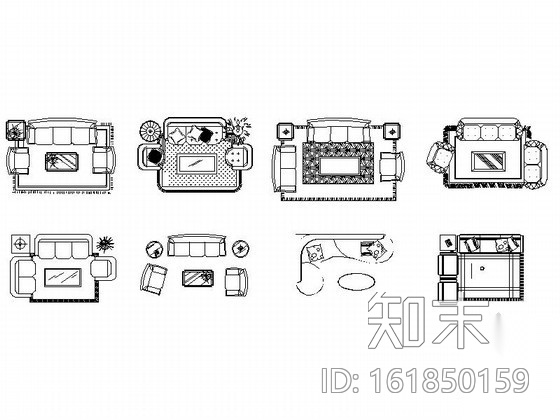 时尚沙发CAD图块下载cad施工图下载【ID:161850159】