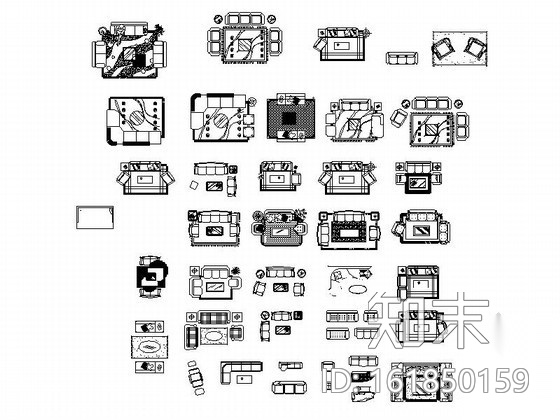 时尚沙发CAD图块下载cad施工图下载【ID:161850159】