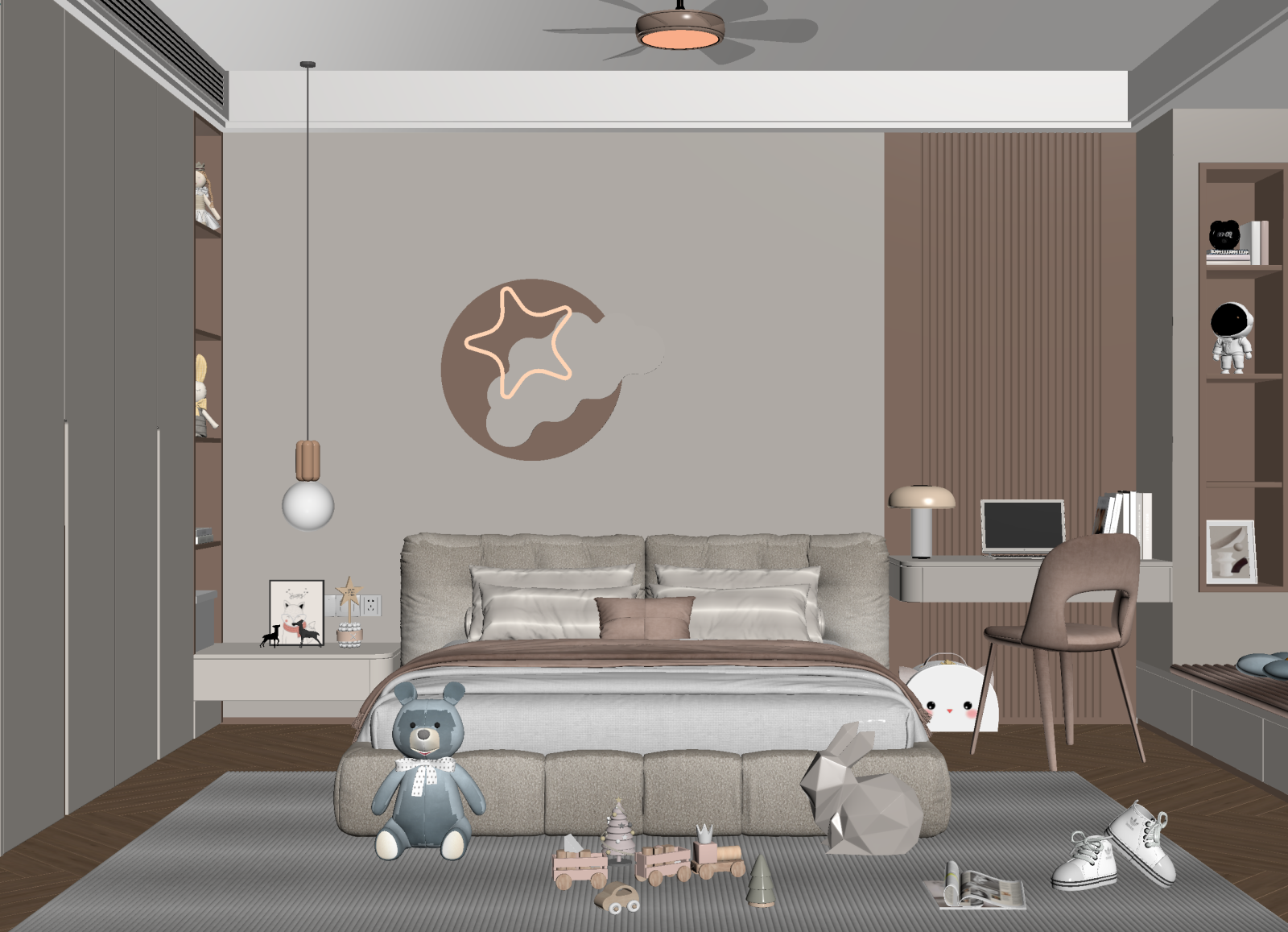 现代通用儿童房3D模型下载【ID:1214595657】