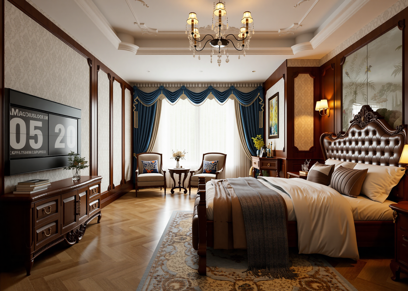 美式酒店客房3D模型下载【ID:1215083000】
