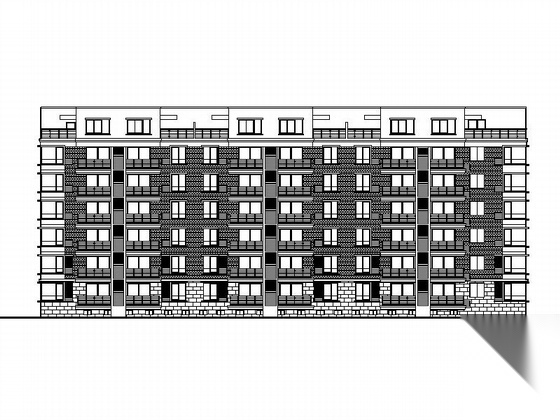 [安徽]某六层一梯二住宅楼建筑施工图cad施工图下载【ID:166198145】