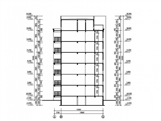 [安徽]某六层一梯二住宅楼建筑施工图cad施工图下载【ID:166198145】