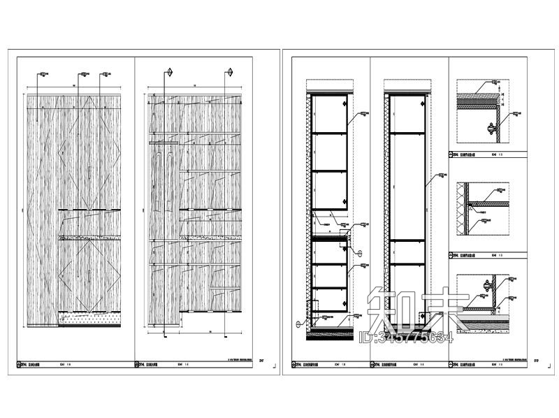 玄关柜体大样详图施工图下载【ID:345775634】