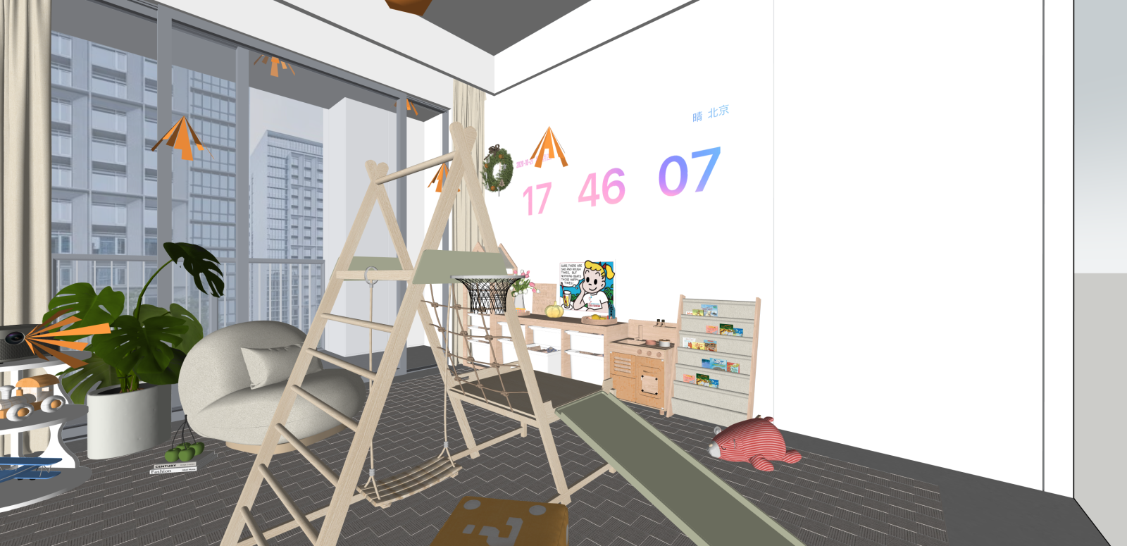 现代幼儿园内部SU模型下载【ID:1216078671】