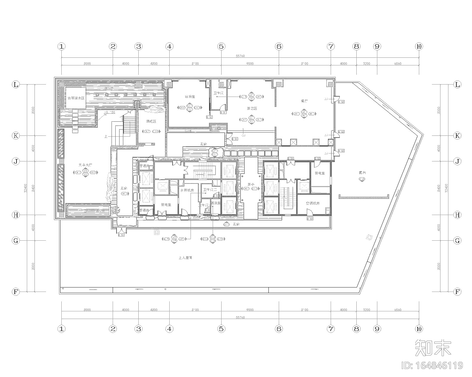 [内蒙古]鄂尔多斯金融广场茶会所室内装修工程设计施工...cad施工图下载【ID:164846119】