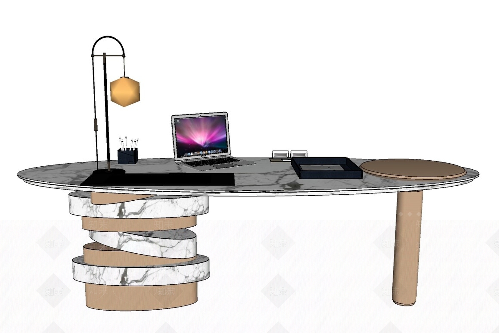 现代风格书桌SU模型下载【ID:194626149】