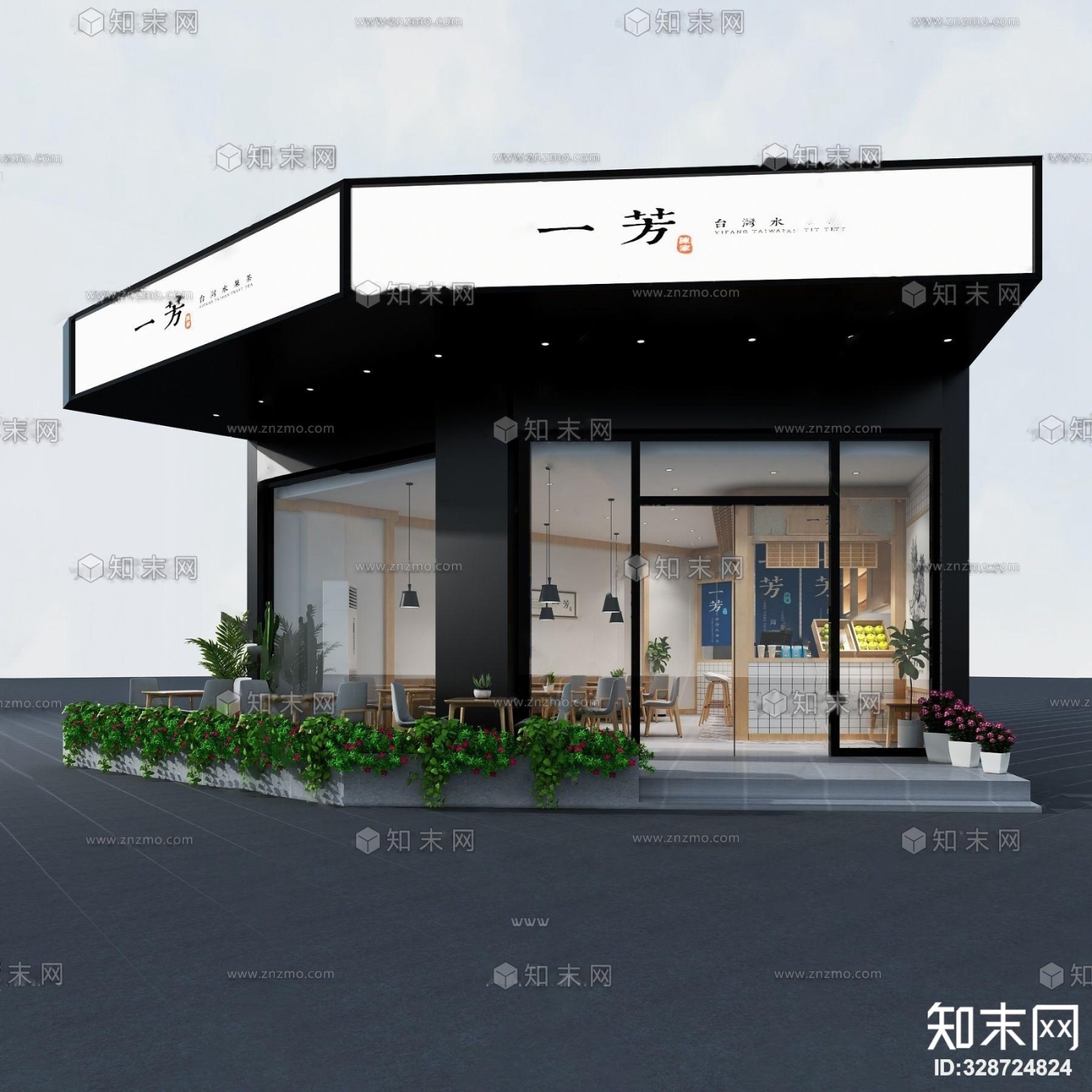 日式风格奶茶店3D模型下载【ID:328724824】