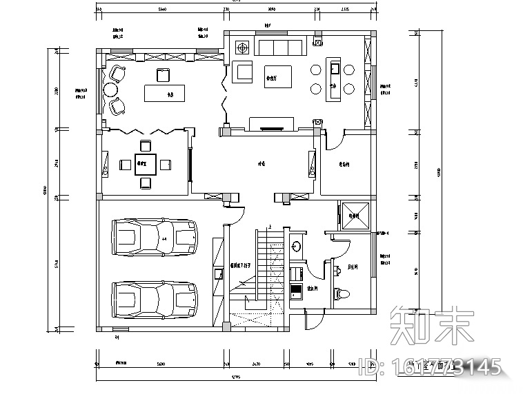 [江苏]美式古典风格500平米联体别墅设计施工图（附效果...cad施工图下载【ID:161773145】