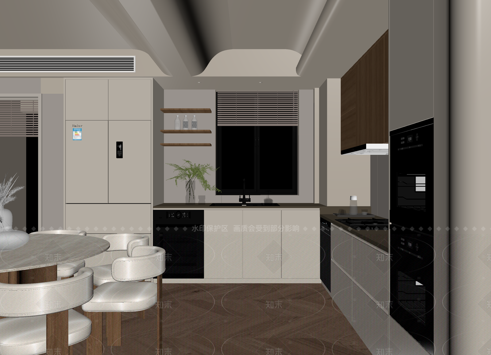 奶油开放式厨房3D模型下载【ID:1214964714】