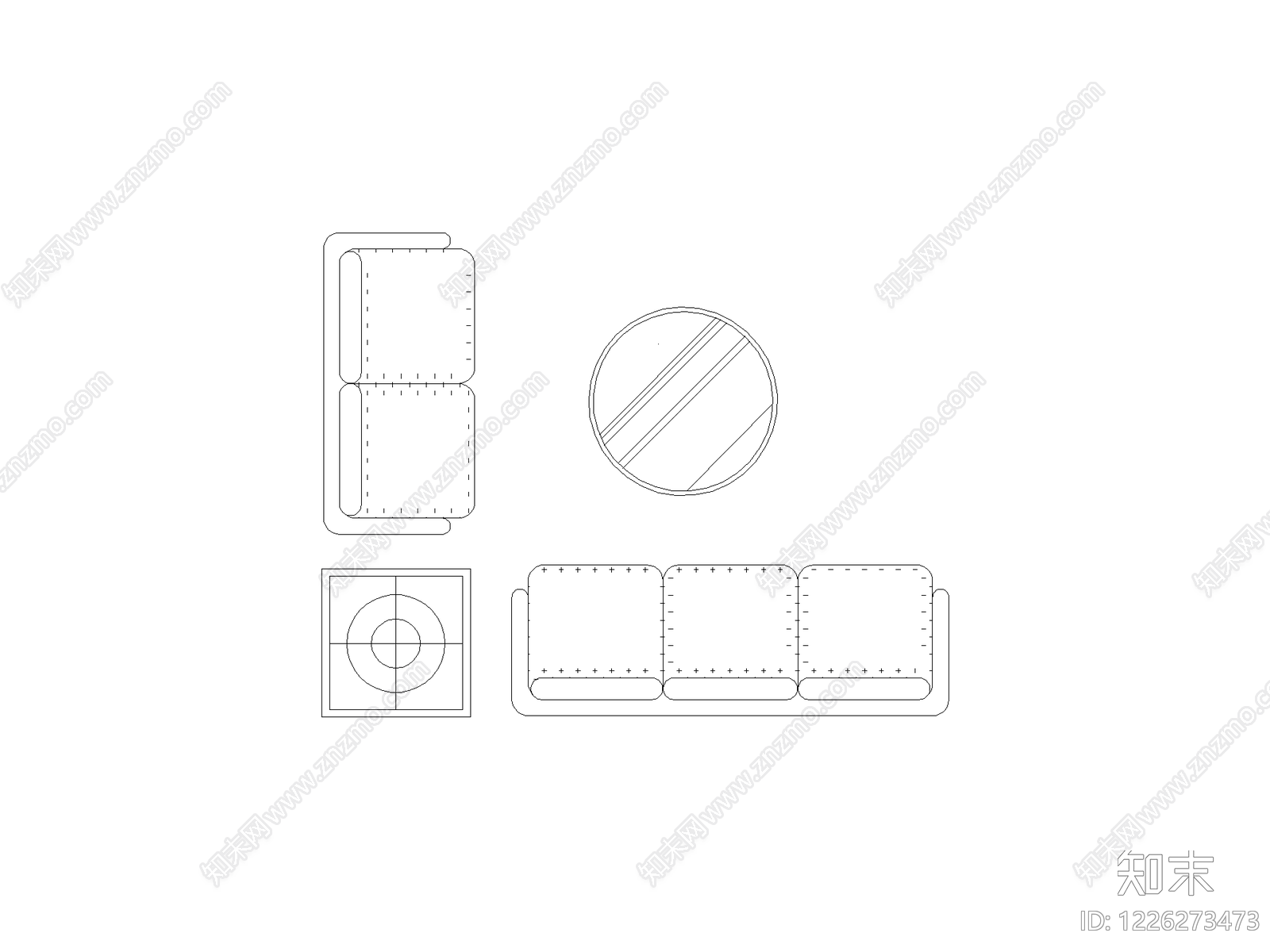 沙发cad施工图下载【ID:1226273473】