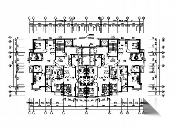 [辽宁]高层涂料外墙塔式住宅建筑施工图（含多套方案）施工图下载【ID:167357137】