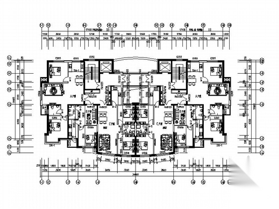 [辽宁]高层涂料外墙塔式住宅建筑施工图（含多套方案）施工图下载【ID:167357137】