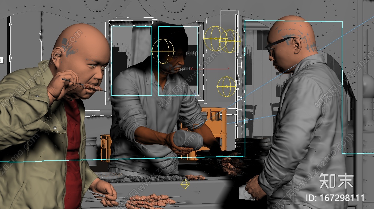 《烧烤》新疆人羊肉串CG模型下载【ID:167298111】