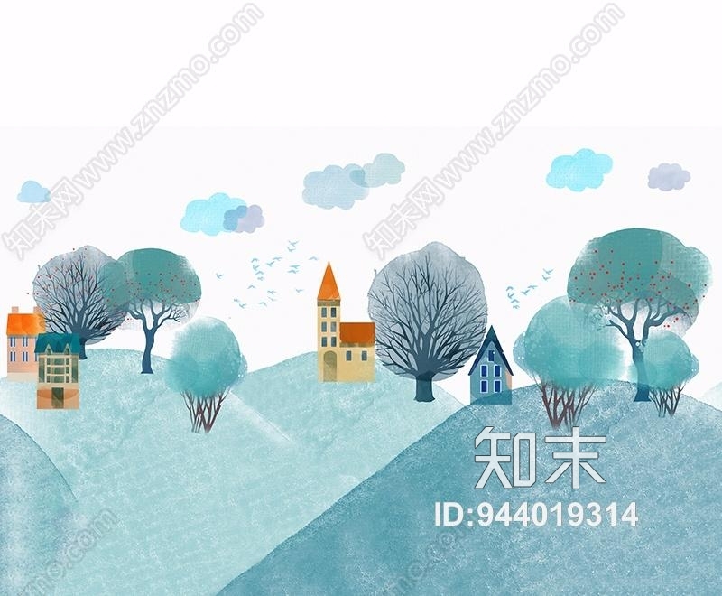 可爱儿童房贴图下载【ID:944019314】