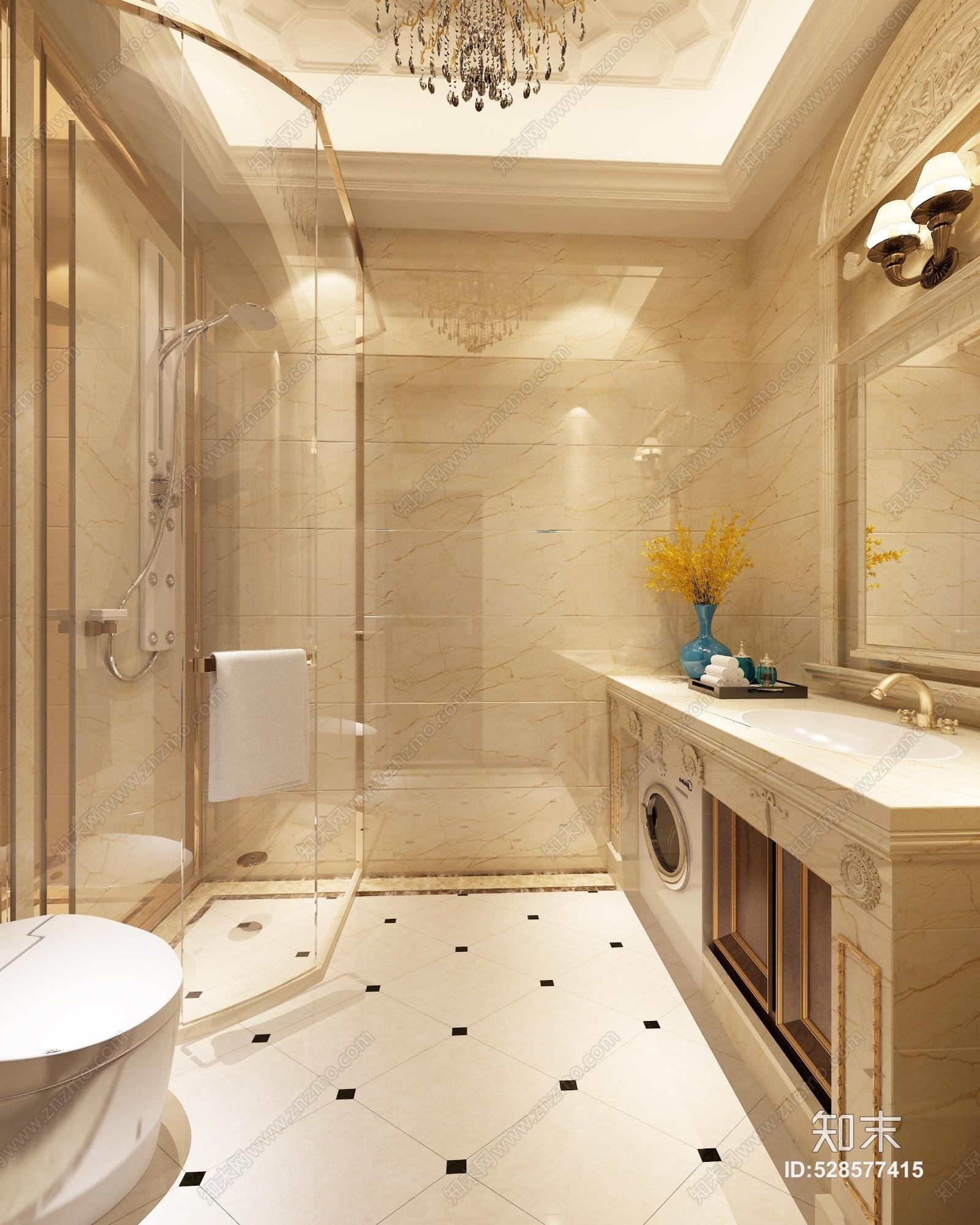 简欧吊灯3D模型下载【ID:528577415】