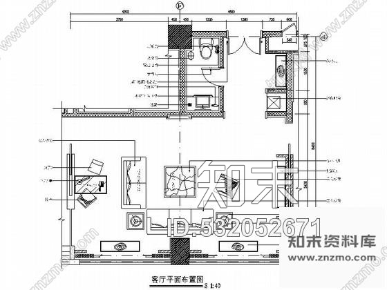 施工图某酒店总统套房客厅装修图cad施工图下载【ID:532052671】