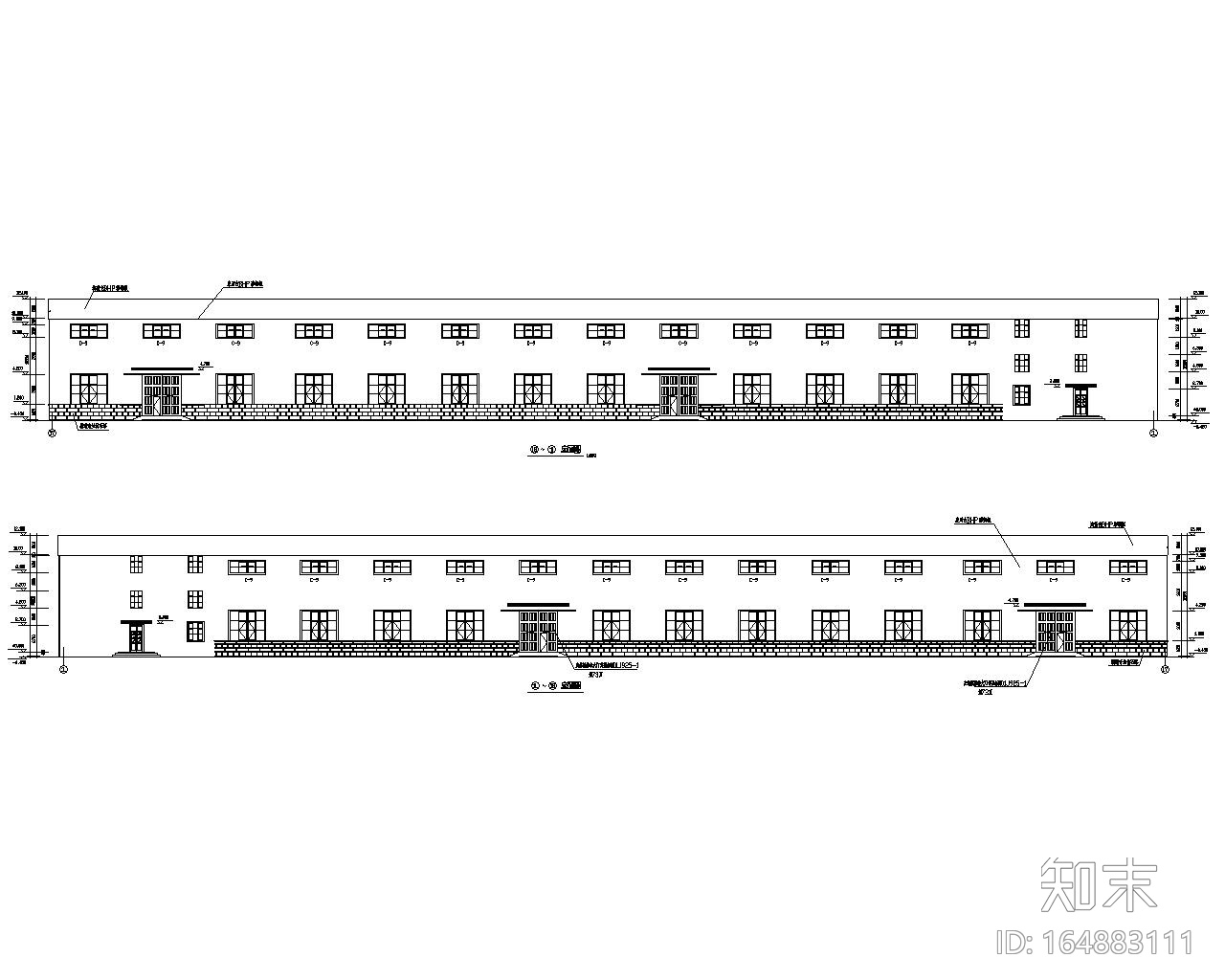 三层车间钢结构厂房设计施工图（CAD）施工图下载【ID:164883111】