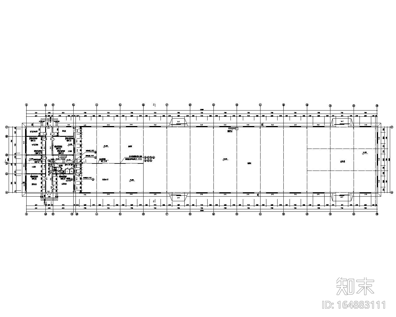 三层车间钢结构厂房设计施工图（CAD）施工图下载【ID:164883111】