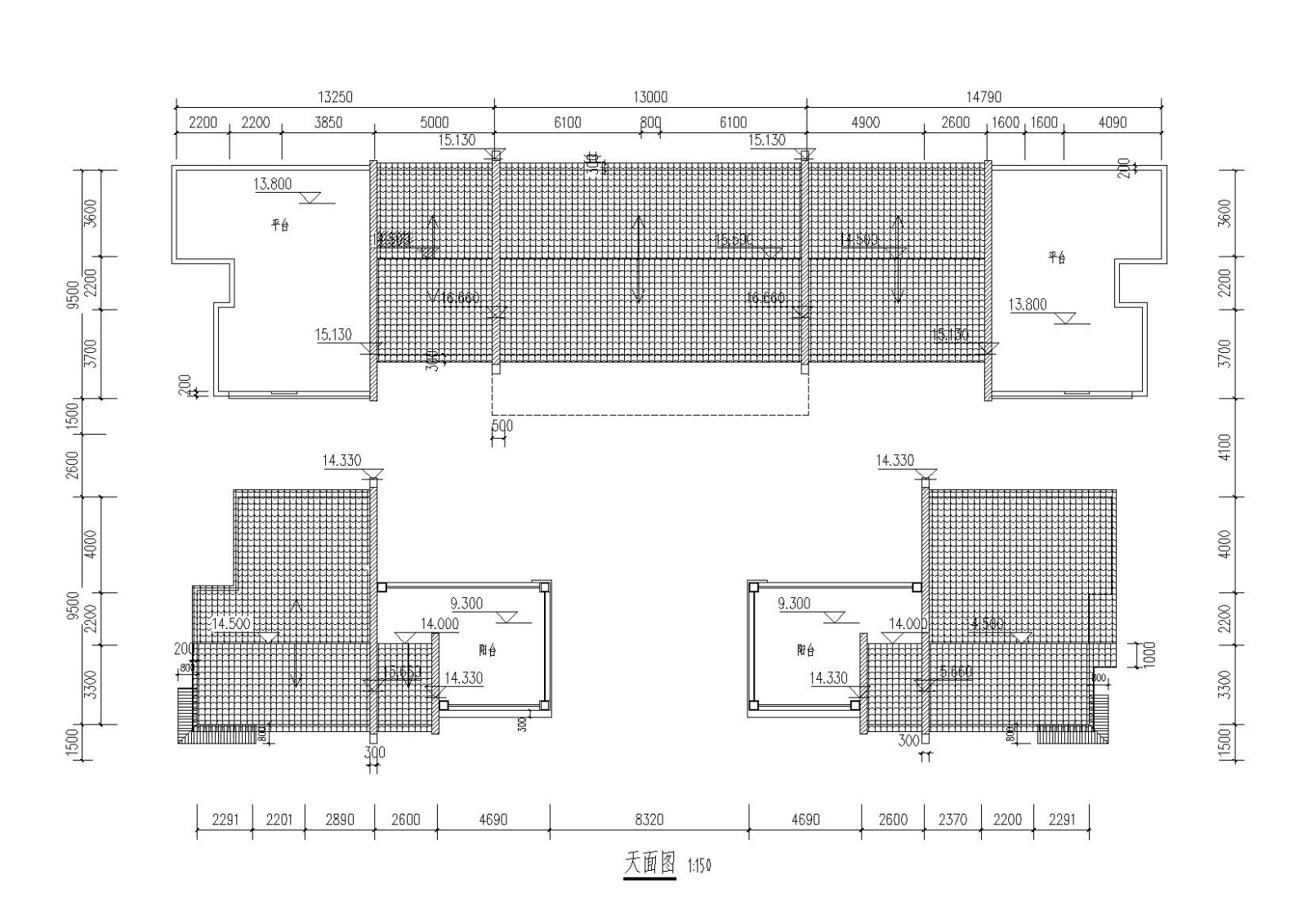 中式风格四合院住宅建筑方案设计施工图（CAD+效果图）施工图下载【ID:160718192】