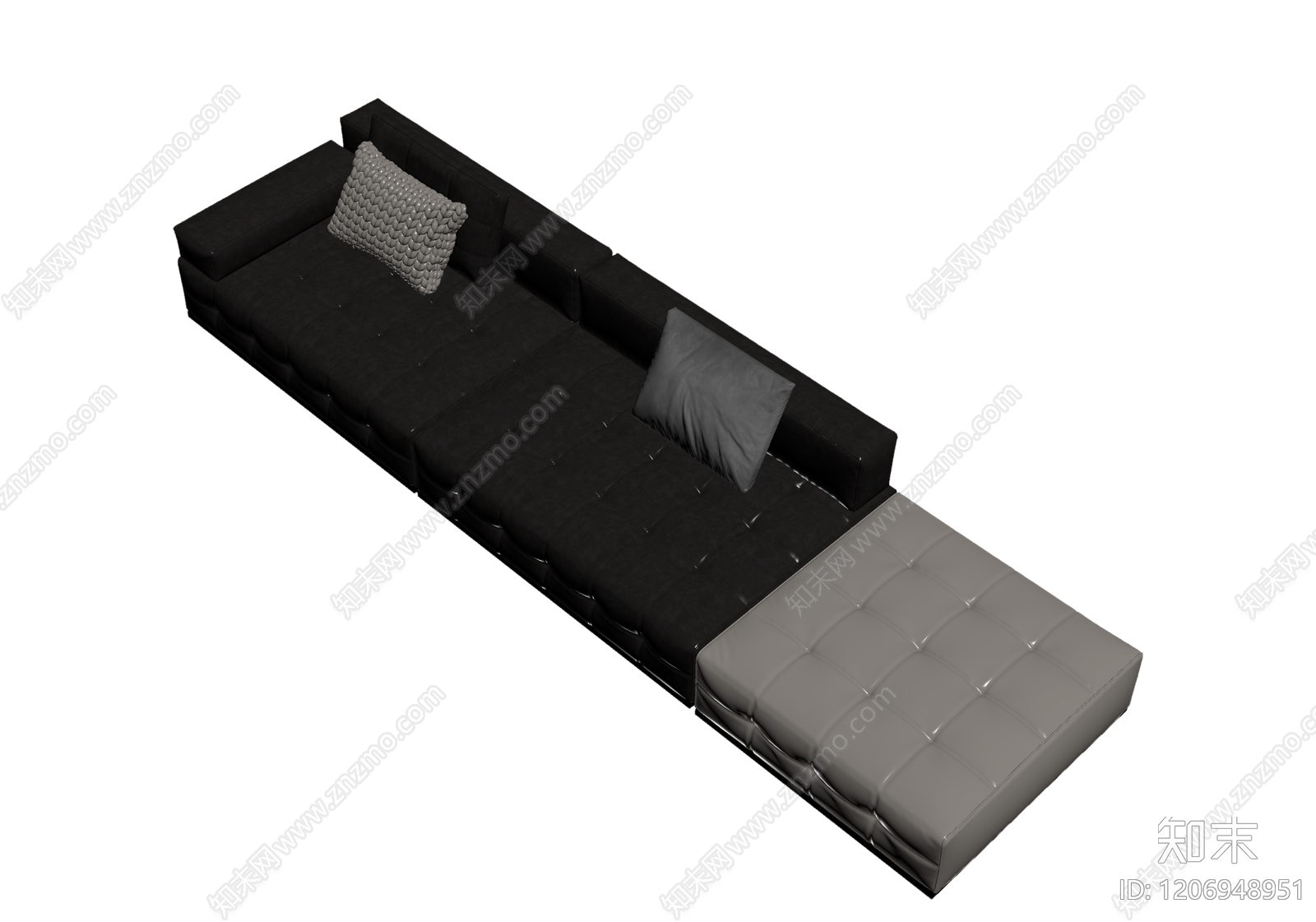 黑白拼色模块沙发3D模型下载【ID:1206948951】