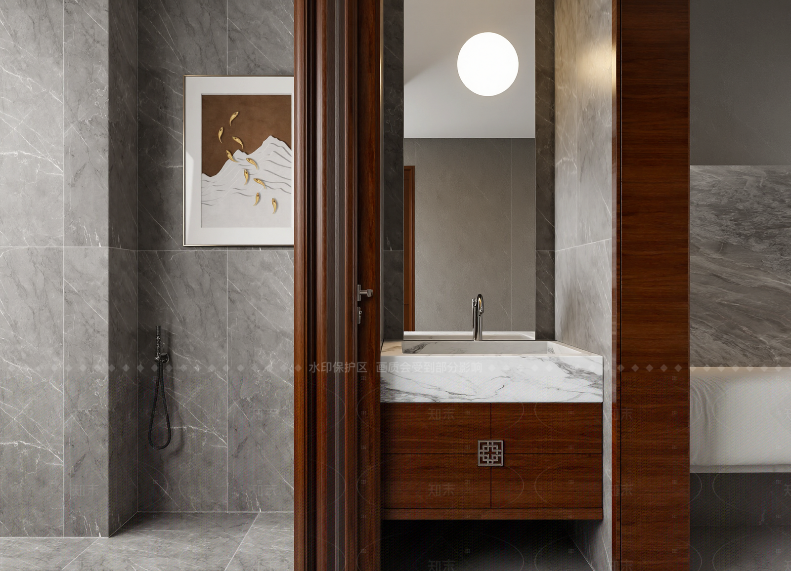 新中式酒店卫生间3D模型下载【ID:1214576740】