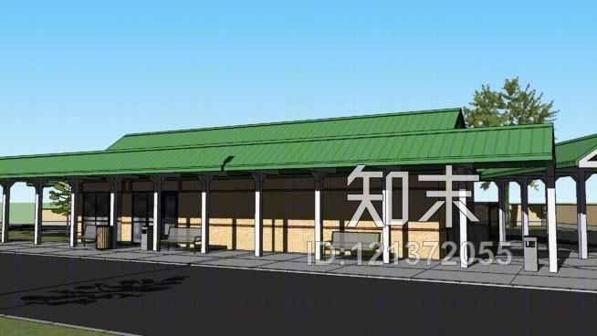 公交换乘站SU模型下载【ID:121372055】