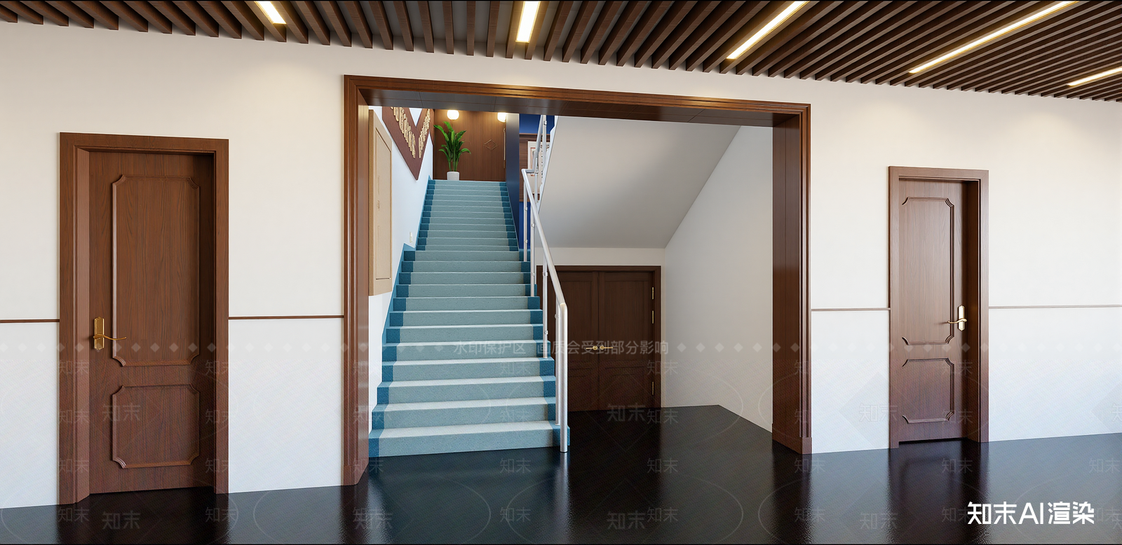 现代楼梯间SU模型下载【ID:1215973155】