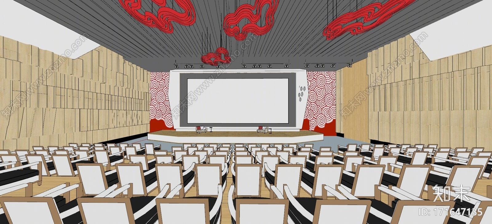 现代酒店报告厅SU模型下载【ID:171647135】