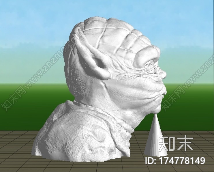 下巴带支撑的尤达半身像3d打印模型下载【ID:174778149】