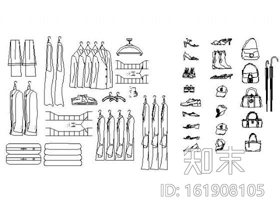 衣帽鞋类图块集cad施工图下载【ID:161908105】