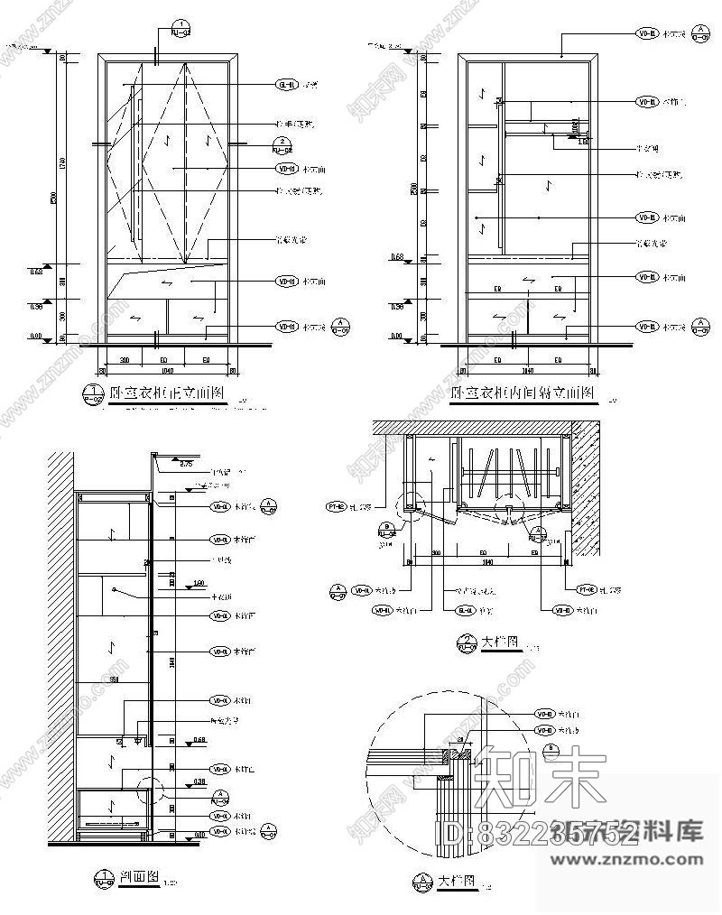 图块/节点卧室小衣柜详图施工图下载【ID:832235752】