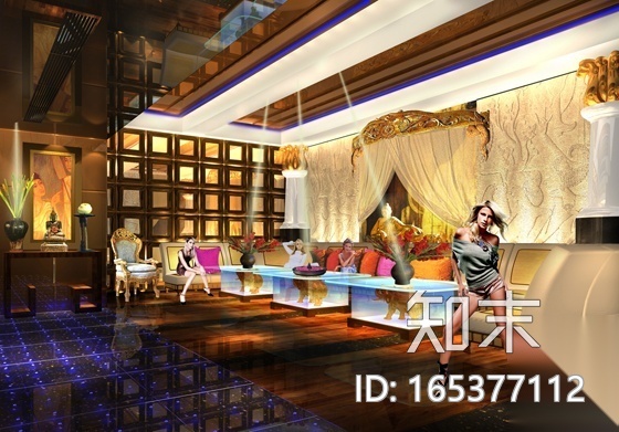 [厦门]豪华皇家夜总会施工图（含效果）cad施工图下载【ID:165377112】