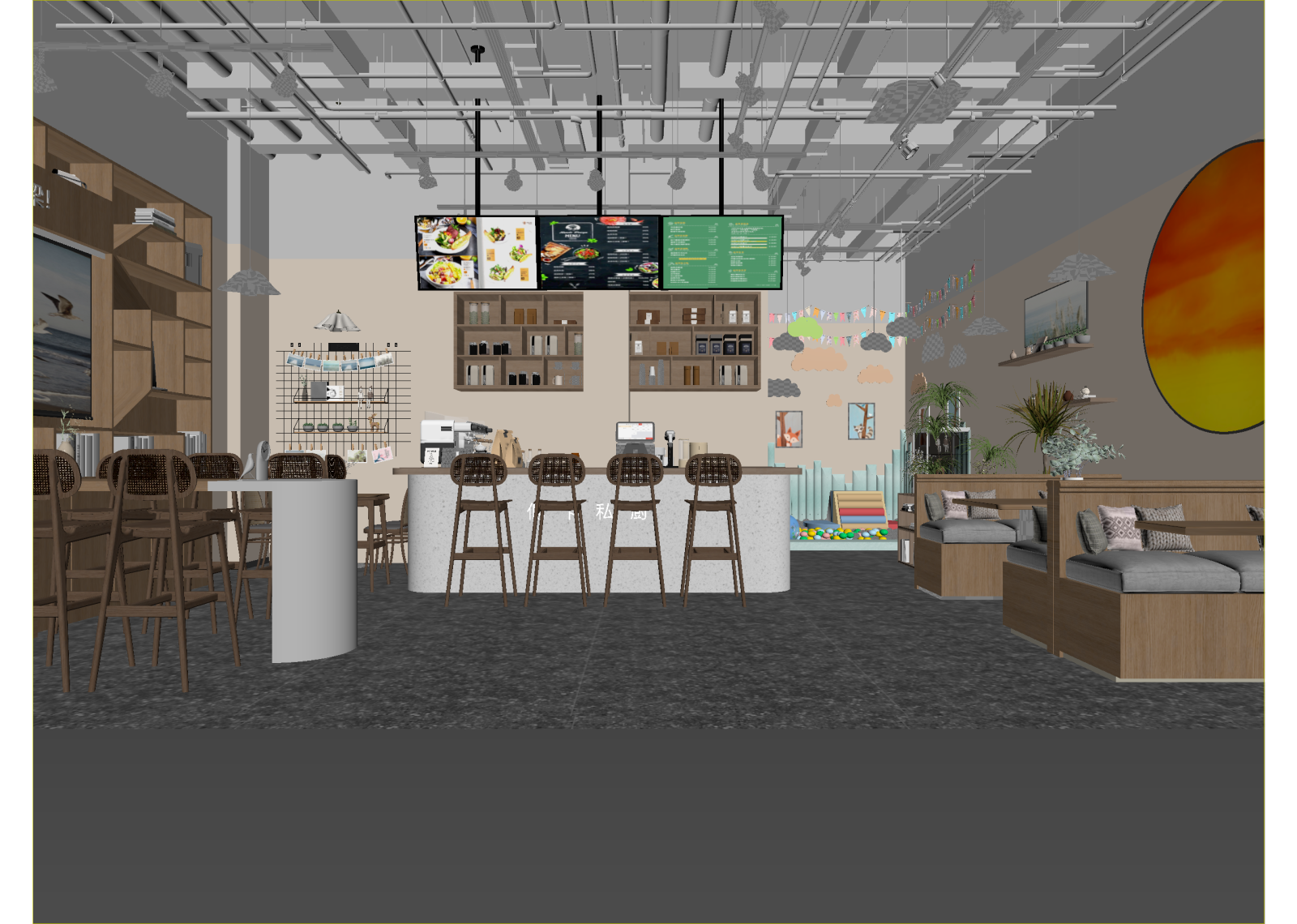 现代咖啡厅3D模型下载【ID:1214672439】