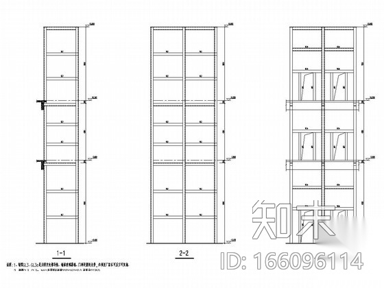 钢结构连廊(滑动支座)及观光电梯结构图cad施工图下载【ID:166096114】