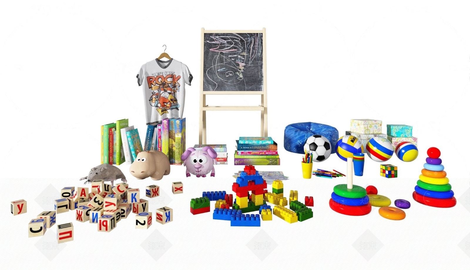 现代儿童书籍玩具3D模型下载【ID:187094027】