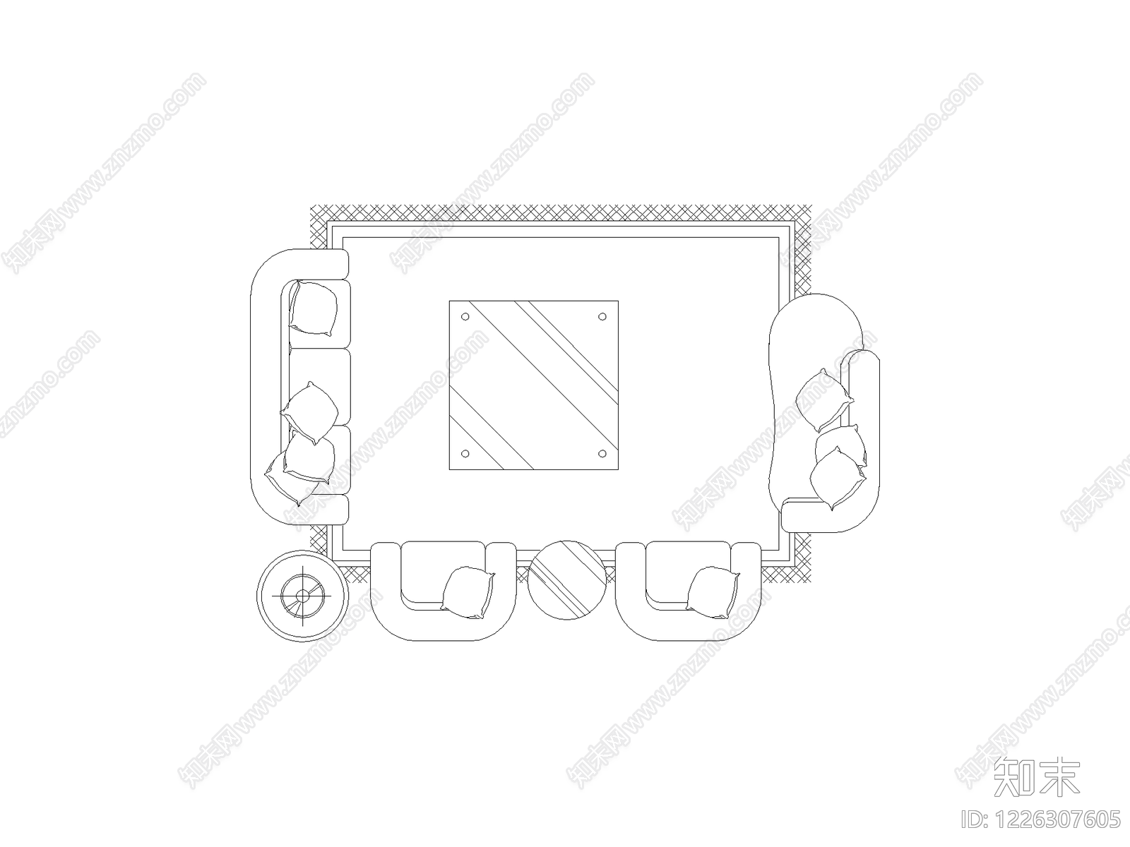 沙发cad施工图下载【ID:1226307605】