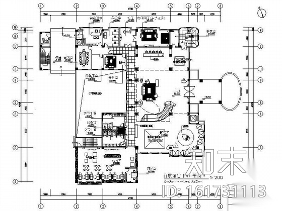 大型楼盘豪华欧式售楼部装饰图cad施工图下载【ID:161731113】