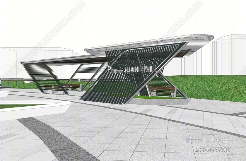 公园管理处景观SU模型下载【ID:645989765】