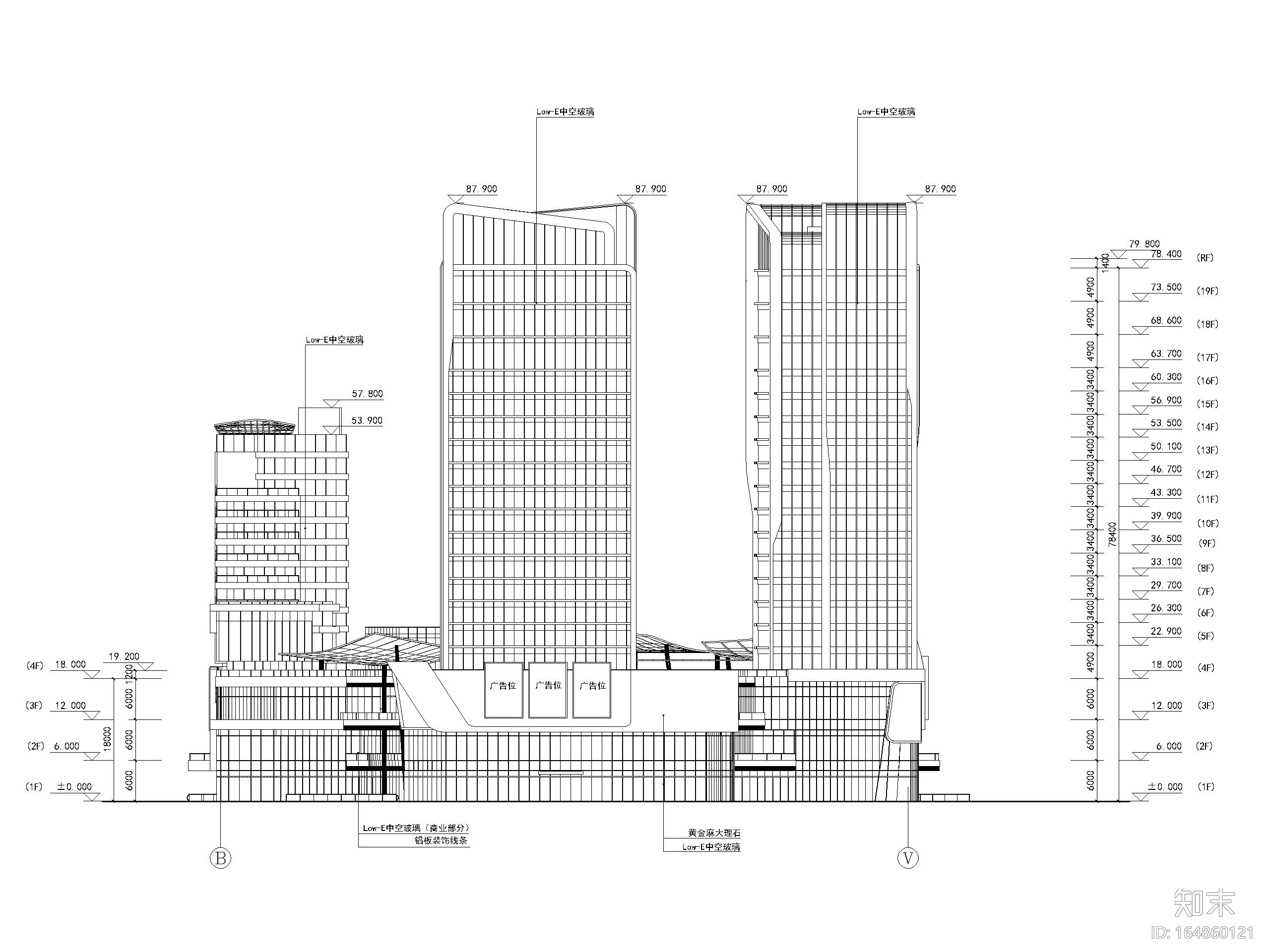 珠海高层商业广场综合体建筑扩初图（CAD）施工图下载【ID:164860121】