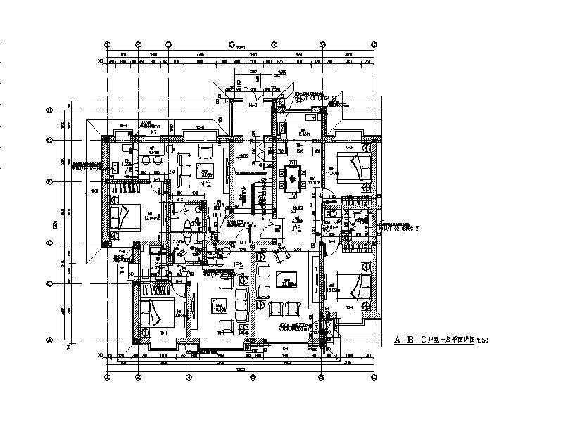 [宁夏]多层简欧式风格联排住宅楼施工图施工图下载【ID:149876105】