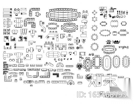 办公家具综合图块集施工图下载【ID:165468193】