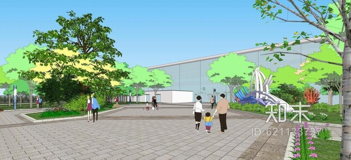 草滩停车场景观设计SU模型下载【ID:621133737】