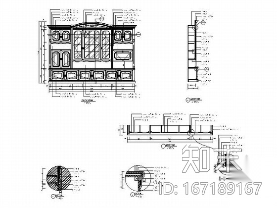 奢华豪宅橱柜立面详图施工图下载【ID:167189167】