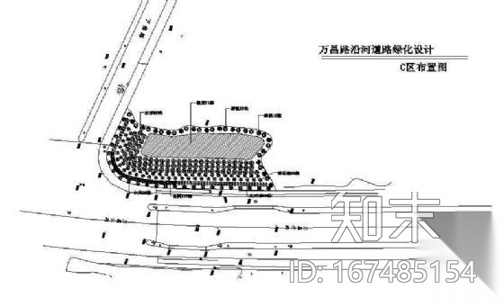 万昌路沿河道路绿化设计cad施工图下载【ID:167485154】